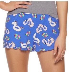 Women's SO Blue Pink Unicorn Flamingo Pajama Shorts XL